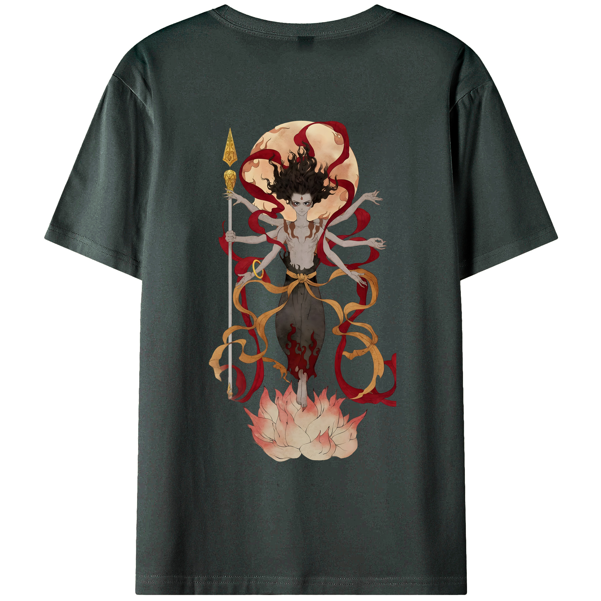 （画像用） Ne Zha 2 ナタ 魔童の大暴れ 綿100％ メンズ半袖Tシャツ（バックプリント） 通気性